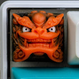 keycaps artisan stile cinese drago arancione su una tastiera
